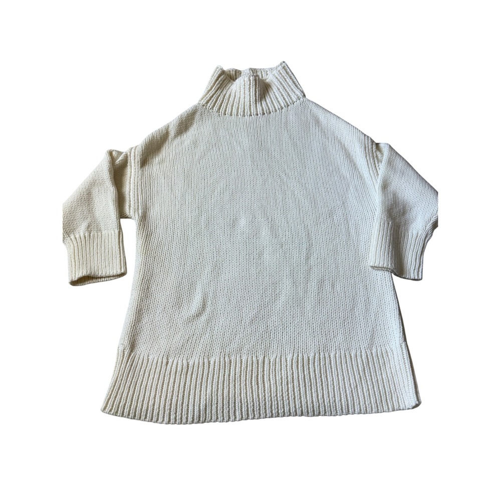 Lafayette 148 New York Ivory Oversized‎ Mock Neck Butterfly Knit Sweater XL NEW